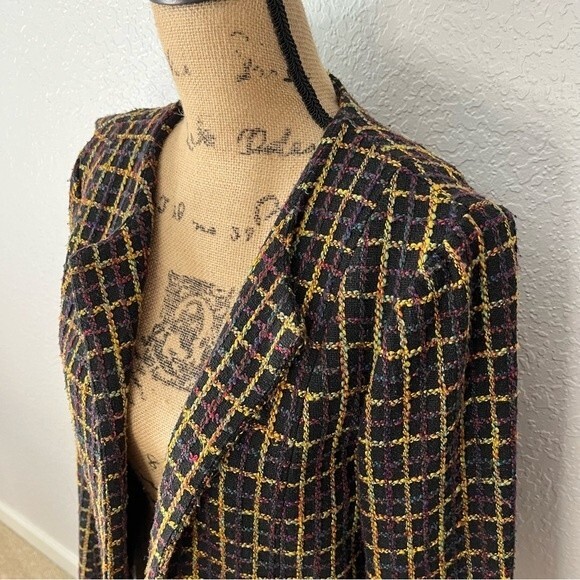 Slate & Willow Size M Shaina Lined Plaid Jacket Fall Colorful Retro Ruffle - Picture 2 of 11